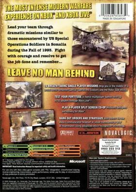 Delta Force Black Hawk Down (USA) box cover back